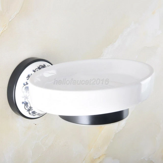 Bathroom Accessory Wall Mount Black Oil Rubbed Bronze Ceramics Soap Dish Holder