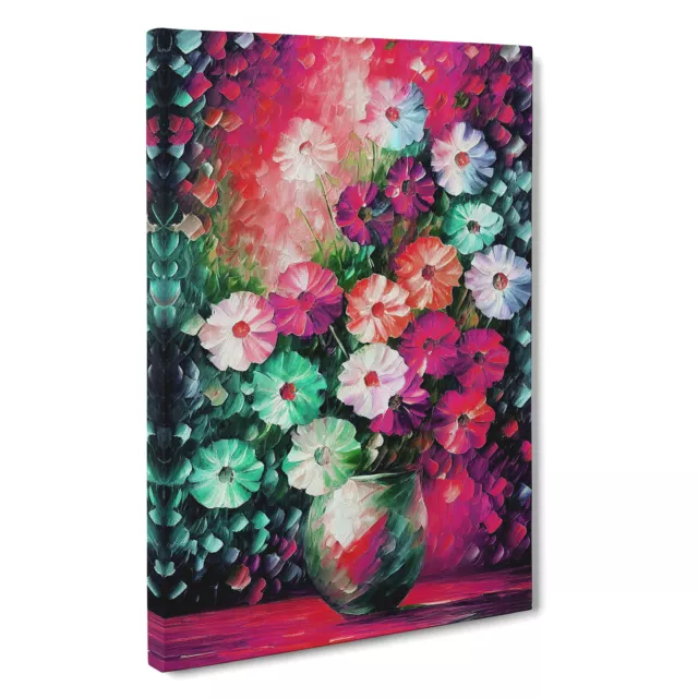 Vase Of Pretty Flowers No.3 Canvas Wall Art Print Framed Picture Home Decor 2