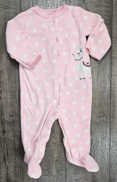 Baby Girl Clothes Carter's 6 Month Pink Fleece Llama Footed Outfit