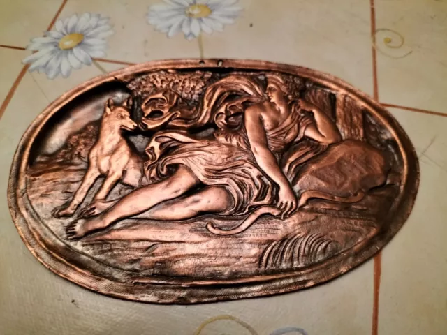 Superbe  Plaque  En  Bas  Relief  Sur Cuivre Sculpture Objet Vitrine Decoration