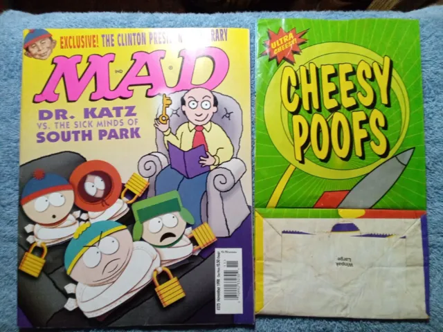 Mad Magazine #375 November 1998 South Park VG And Movie Popcorn BAG RARE!FREE SH