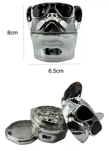 8cm Silver Dog Pup Herb Grinder 4 Layers Smoke Spice Tobacco Metal Crusher Gift