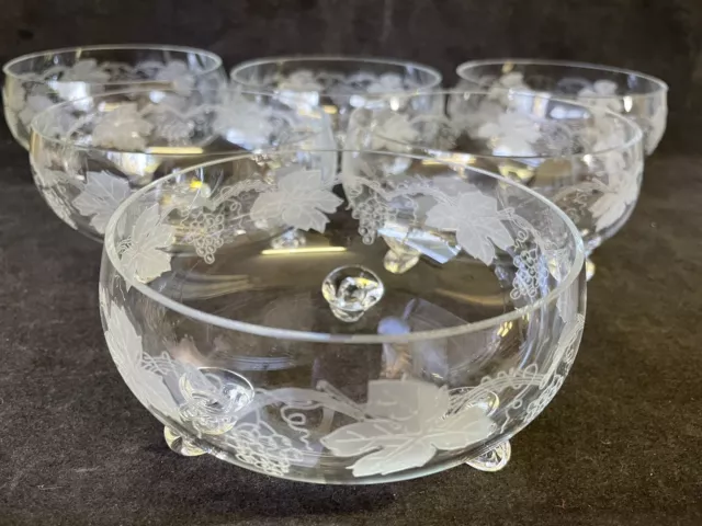 BOHEMIA GLASS Grapevine Grape Vine DESSERT SEAFOOD COCKTAIL CUPS BOWLS