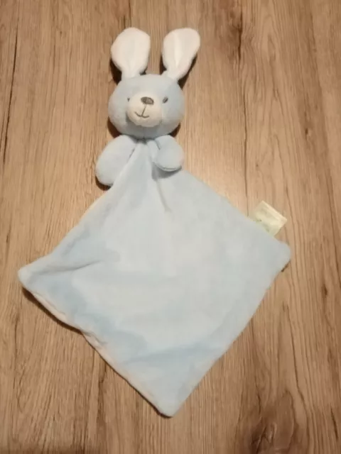 Doudou plat lapin MES PETITS CAILLOUX bleu blanc ETAT  NEUF
