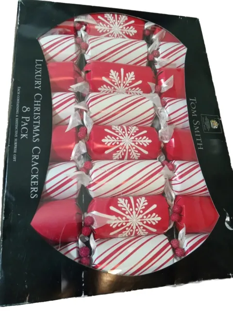 Paquete de 8 galletas de lujo festivas de vacaciones Tom Smith rojo blanco Navidad lujo