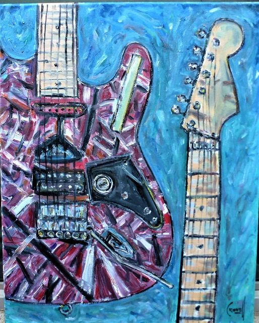 FRANKEN STRAT GUITAR VAN HALEN wow painting original 16x20 canvas