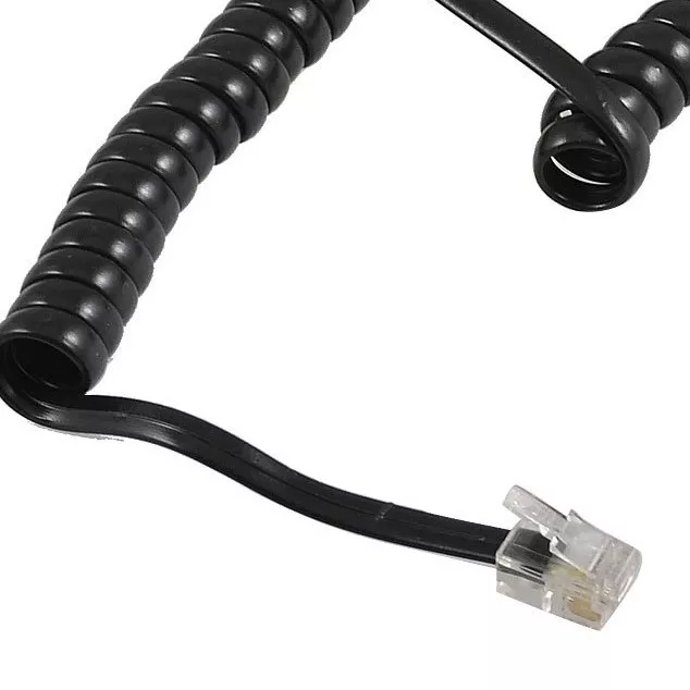 Cable Con Clavija rj9/4p4c Negro para Conjunto De Teléfono Espiral Extensible