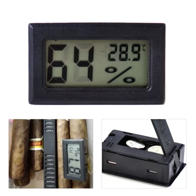 Rectangle Mini Digital Hygrometer Thermometer Humidity Monitor for Cigar Humidor