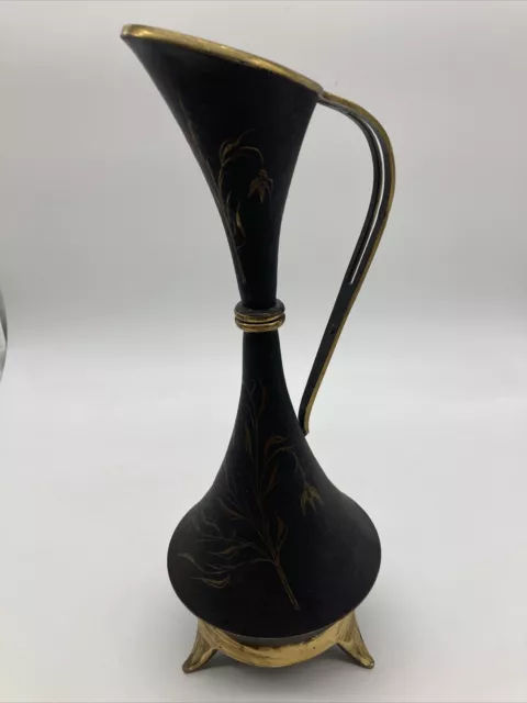 Vintage Oppenheim Israel Mottled Metal Hand Crafted Ewer Vase