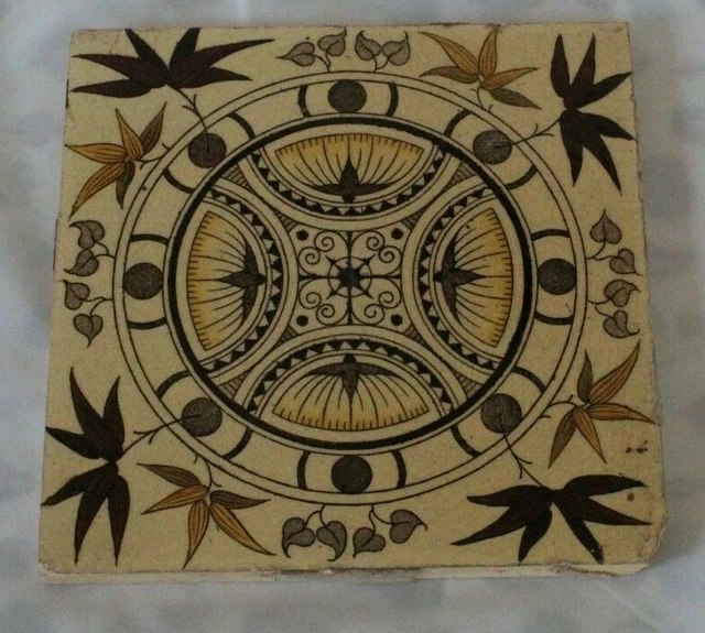 charming ENGLISH gothic revival type colourful antique PERIOD TILE