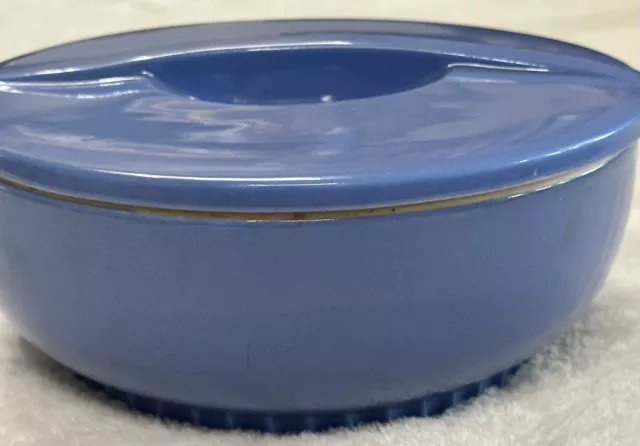 50s HALL China Covered Dish & Lid Delphinium Blue For Montgomery Ward 8x3.5” MCM