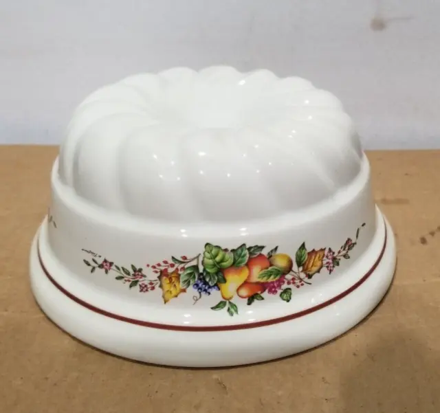 Vintage Ceramic Jello Mold Floral Wall Hanger; Hand Painted Portugal Teleflora
