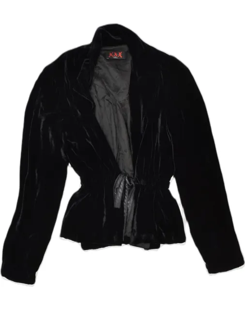 GAI MATTIOLO Womens Velvet Blazer Jacket UK 6 XS Black AK01