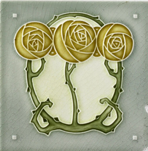 British Art Nouveau Vintage Ceramic Tile Rare Reproduction Majolica European UK