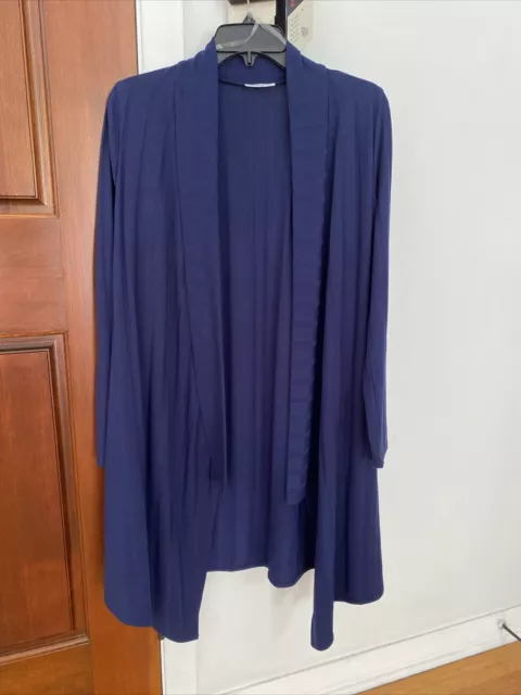 Women’s Long Cardigan Duster Sweater Knit Blue New Size M