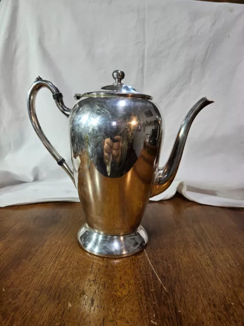 Vintage Academy Silver On Copper Serving Teapot # 114 Tea Coffee Pot Decor 8"