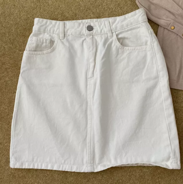 Girls Bundle Denim Peach White Mini Short Skirt Top Size XS 6 Age 13-14 3