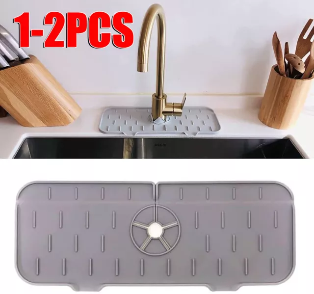Silicone Faucet Handle Drip Catcher Tray Silicone Faucet Mat for Kitchen Sink AU
