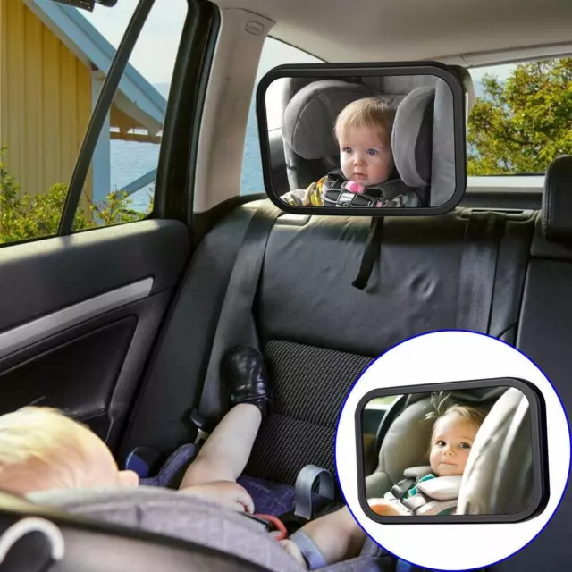 Large Adjustable Wide View Rear/Baby/Child Seat Car Safety Mirror Headrest Mount