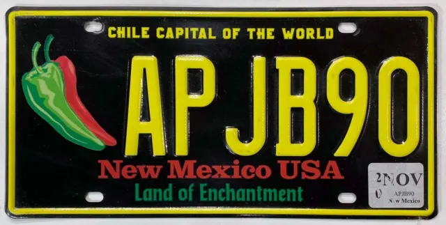 New Mexico 2020 Chile Capital Of The World License Plate APJB90