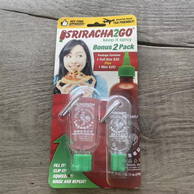 Huy Fong SRIRACHA2GO keep it spicy Bonus 2 Pack mini hot sauce travel bottle