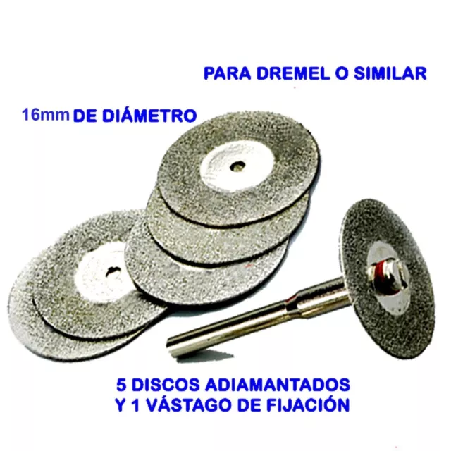 Set De 5 Discos Adiamantados Y V�Stago De Fijacion Para Dremel O Similar Corte