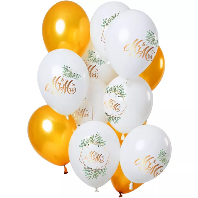 Premium-Latex-Luftballons Mr. & Mrs, Gold, 33cm, 12 Stk.