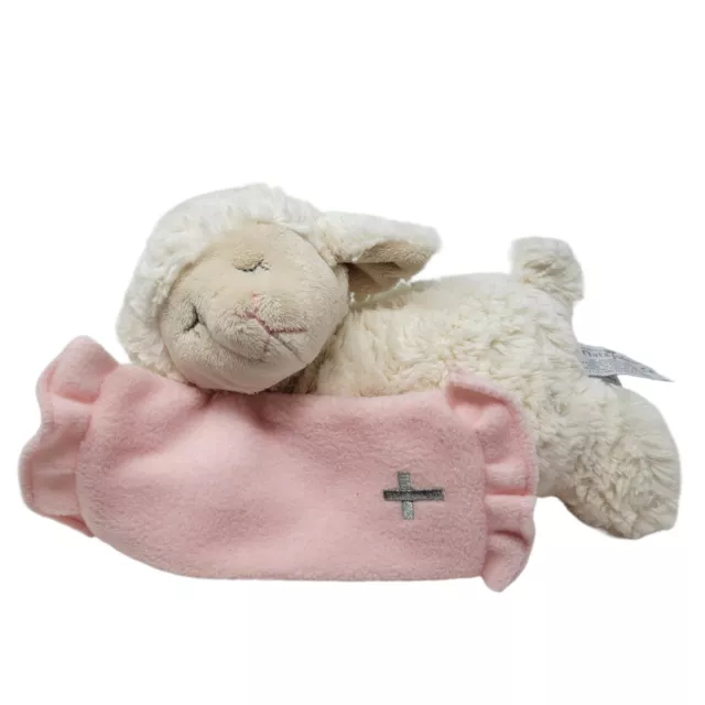 Nat & Jules Agneau Peluche Animal en Blanc 10 " Rose Cross Couverture Christian