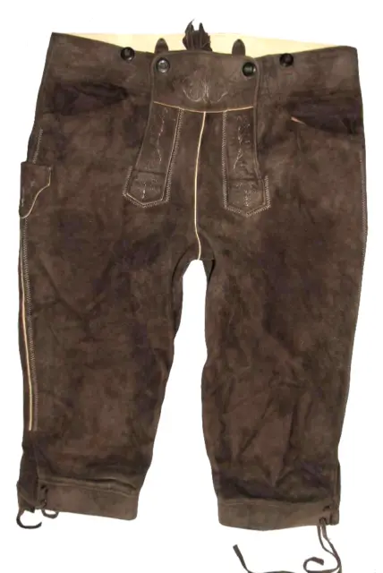 Distler Trachten- Kniebund- Pantaloni IN Pelle Uomo- Costume Braun Grigio Circa