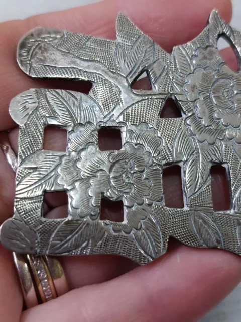 Chinese/Russian 19th Century Silver 84 Large Brooch 24.7g 2