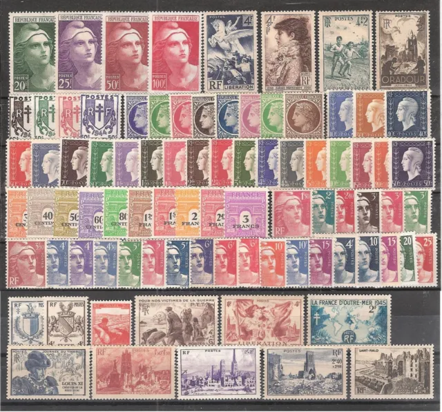 Timbres France neufs ** - Année 1945 complète - côte: 83 €