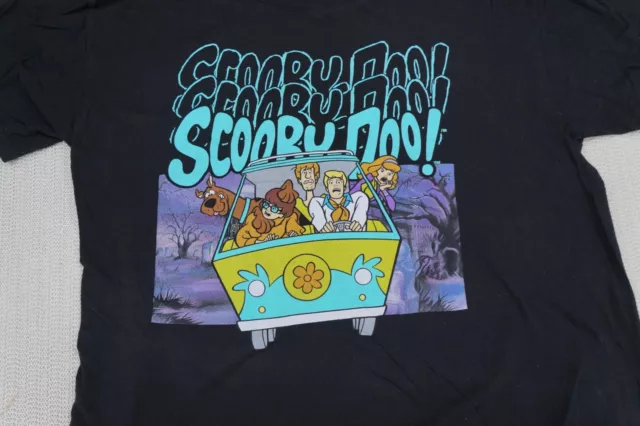 Scooby Doo Shirt Mens Large Black Short Sleeve Mystery Van Graphic Fred Shaggy 3