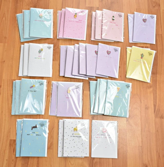 Job lot of Greeting Cards With Enamel Pins  x  129 in total