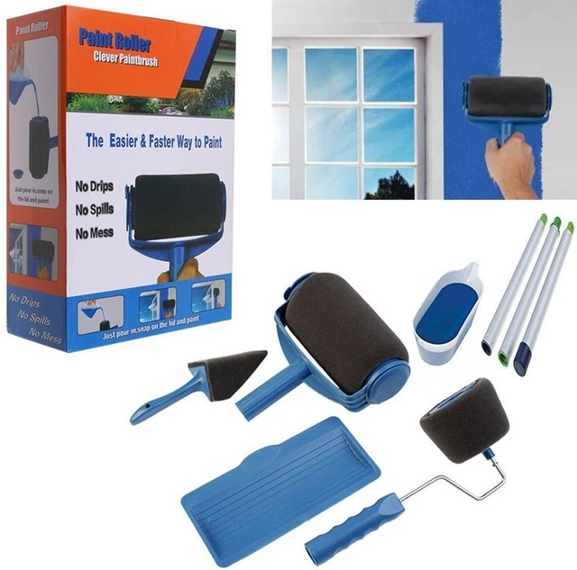 Kit rullo serbatoio vernice pittura casa muri pareti no gocce. Prolunga pennello