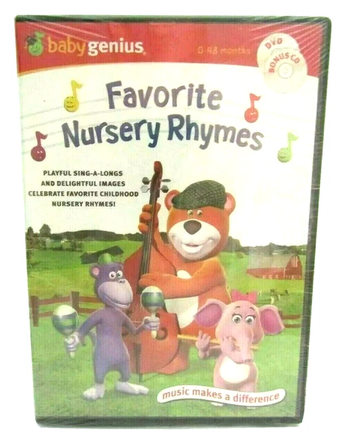 FAVORITE NURSERY RHYMES Baby Genius w/bonus Music CD DVD 048 Months