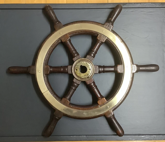 Rueda De Envío Antigua/Vintage De Madera Y Latón.