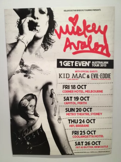 MICKEY AVALON Australian Tour Poster 2013 Loaded I Like It Raw UNWRITTEN LAW*NEW