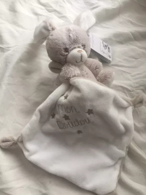 Doudou mouchoir lapin beige chiné blanc Mon doudou étoile Tex Baby
