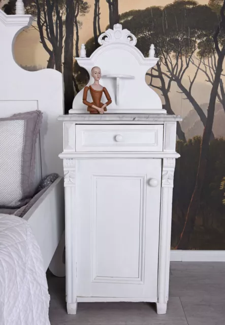 Armario Noche Antiguo Mesa de Original Para 1890 Mesita Blanco Cómoda Cama 2