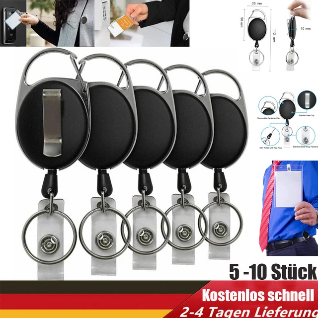 5-10 Stück Einziehbare Ausweis JoJo Ausweishalter Schlüssel Schlüsselrolle ClipA