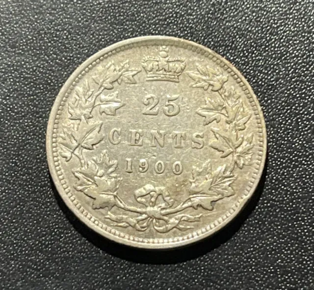 Canada 1900 25 Cents Silver Coin: Victoria