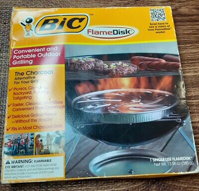 Disco de llama BIC portátil a la parrilla exterior carbón alternativo nuevo en caja
