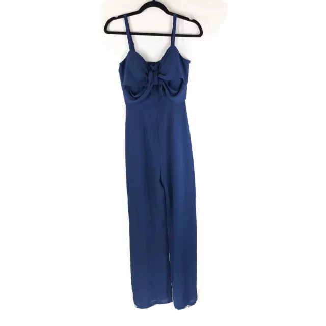 SOCIALITE WOMENS JUMPSUIT Draped Wide Leg Sleeveless Navy Blue XS