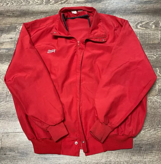 Vintage Coca-cola Full Zip-Up Red Collared Jacket