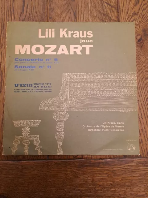 Lili Kraus - Plays Mozart . Concerto / Sonata  . Rare 1st Israeli  MMS-2191. NM