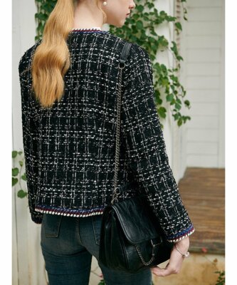 Vicky and Lucas Black Tweed Button-Up Coat Women's Size Large