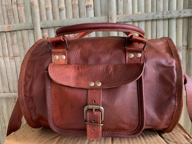Borsone da palestra in vera pelle Vintage borsa da viaggio con motivo personaliz