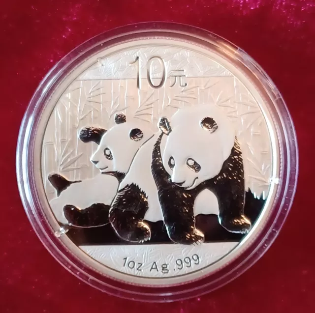 2010 1oz Ag.999 10 Yuan Chinese Silver Panda Coin BU in Capsule - Uncirculated