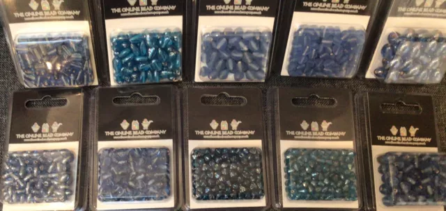 Perles de verre mélangées bleu brillant et mat pour la fabrication de bijoux et tout l'artisanat 2