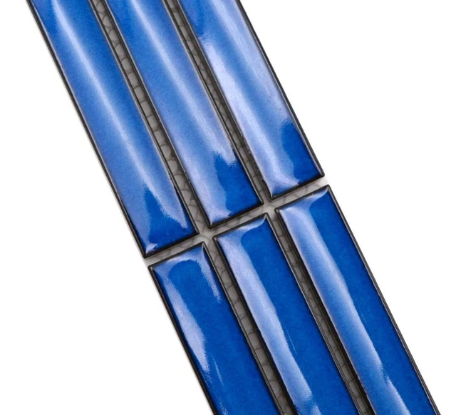 Bordo mosaico bordo ceramica bastoncini blu cobalto tinta unita lucidi WB24BOR-CS46